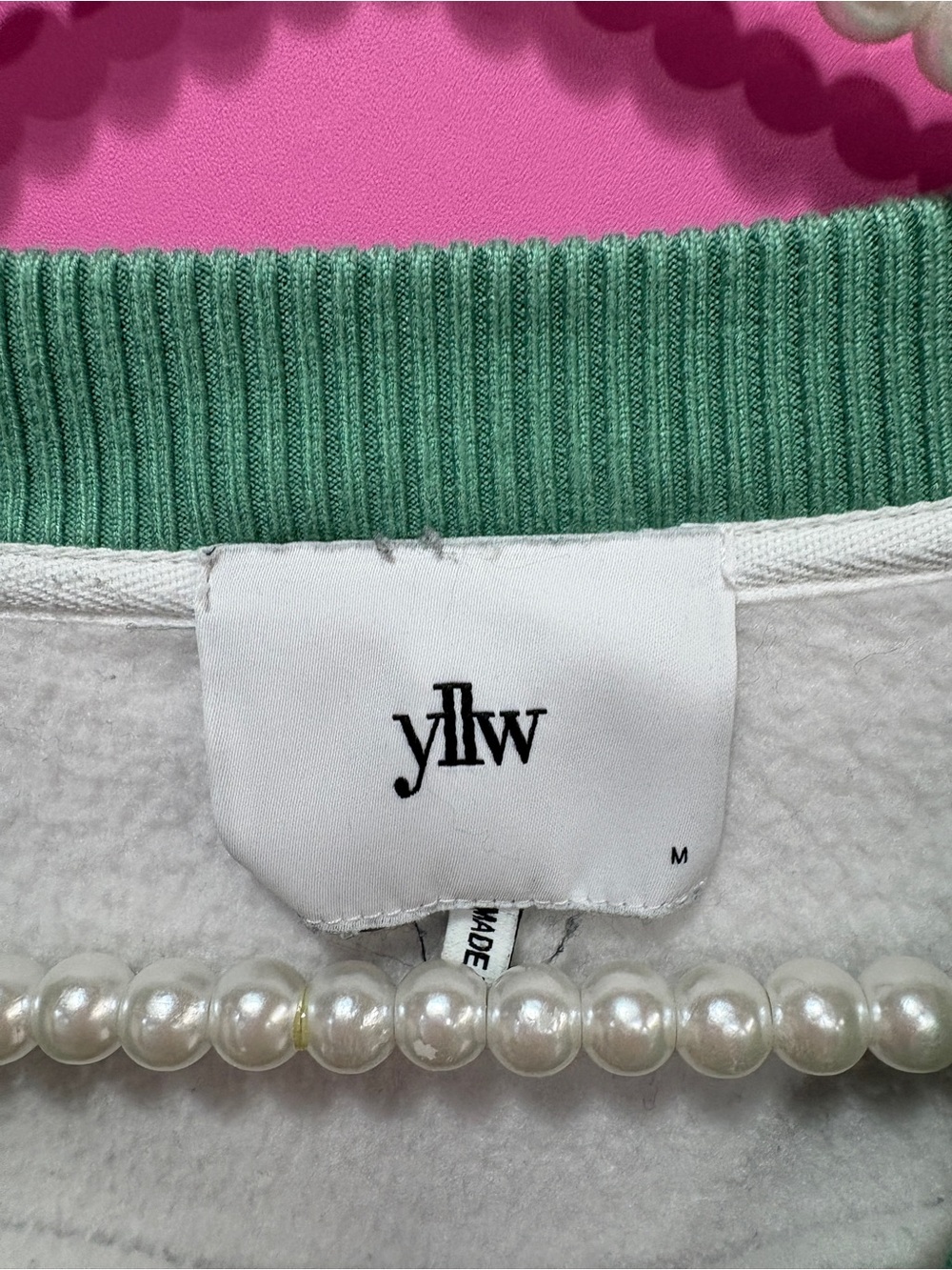 Yellow The Label Let's Go For A Walk Sweatshirt In White / Green - Picture 6 of 6